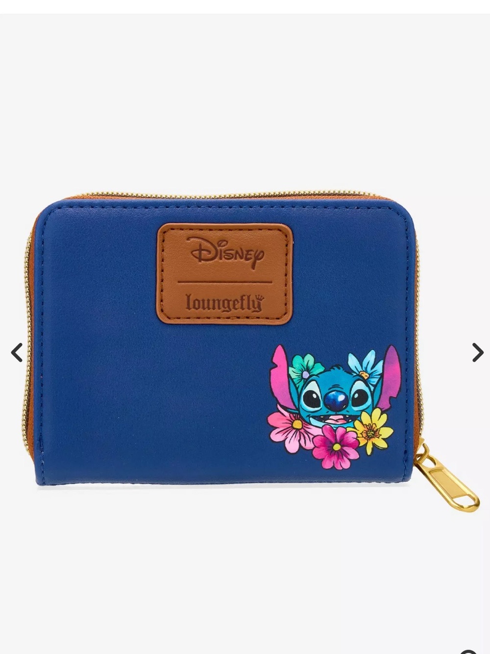 Disney Blue Stitch Floral Mini Zipper Wallet - 4 Card Slots - 5” x 4”